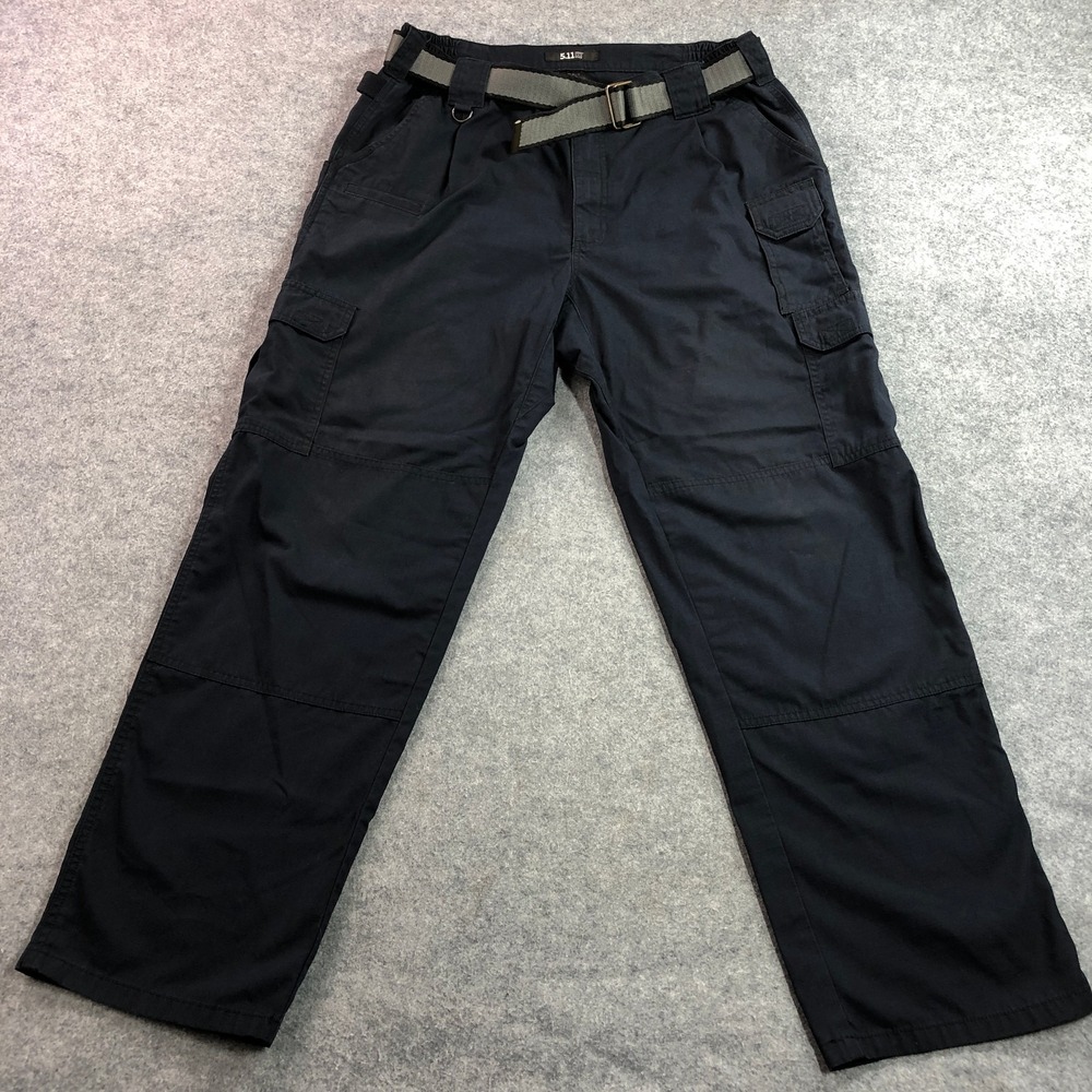 5.11 Tactical Mens Cargo Pants 38x32 Navy Blue Integrated Belt Multi-Pocket